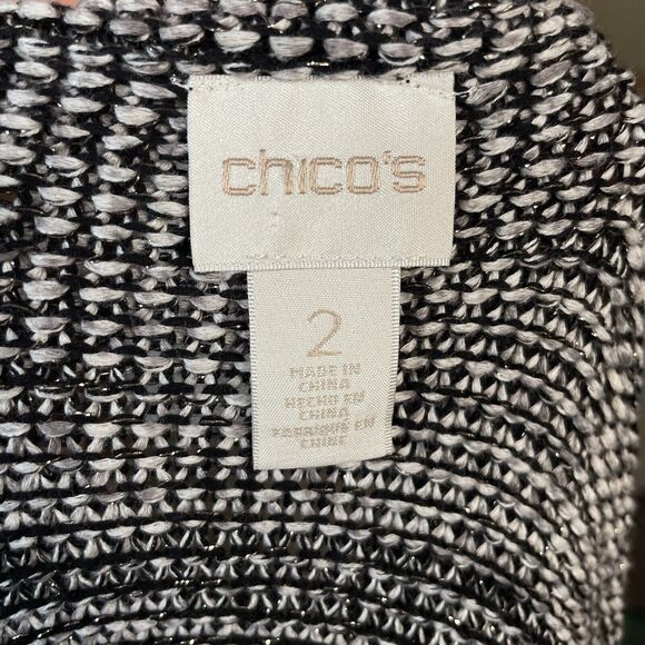 Chico's Women's Size 2 Black White Fringe Jacket  Excellent Condition - Picture 9 of 9